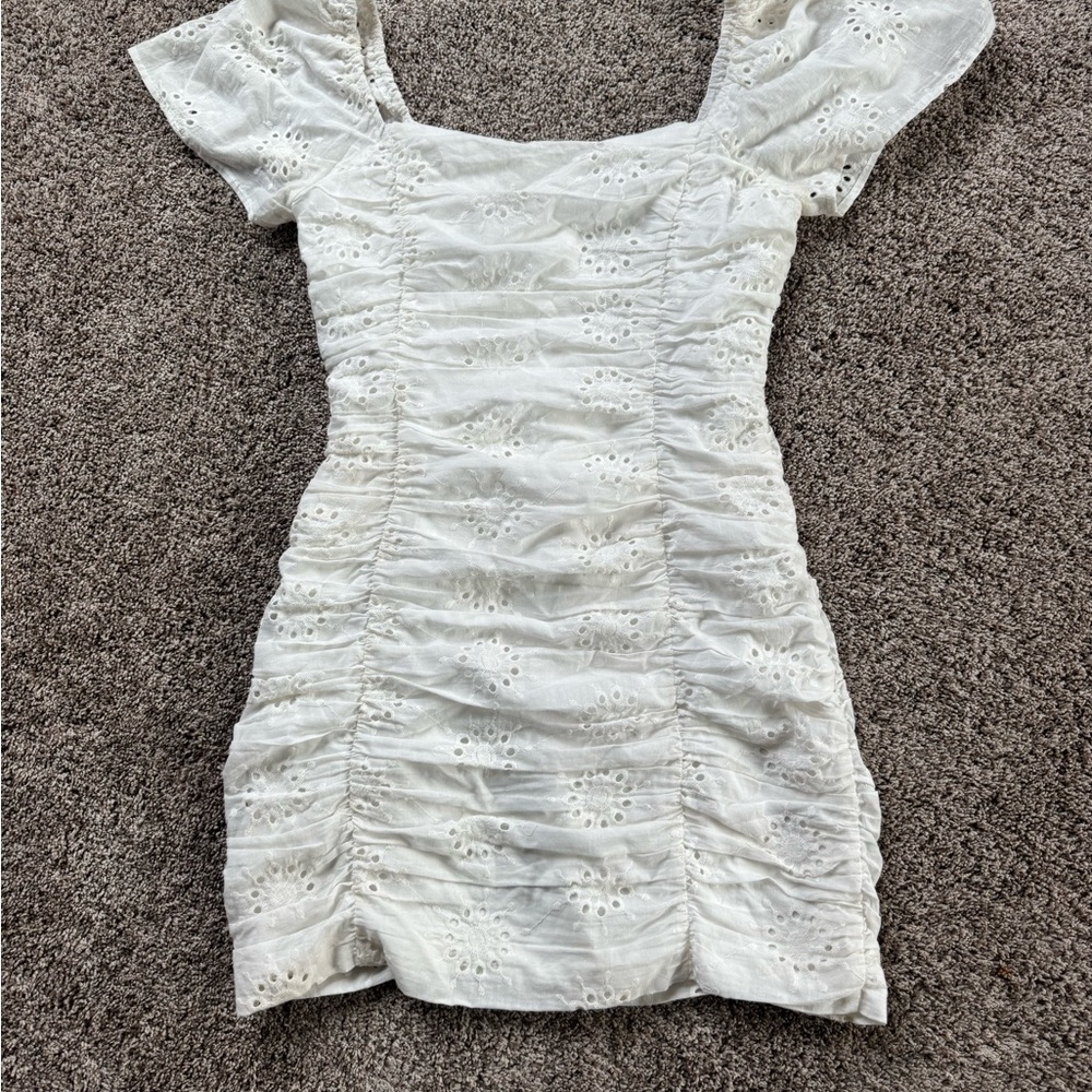 Lush White Eyelet Mini Dress